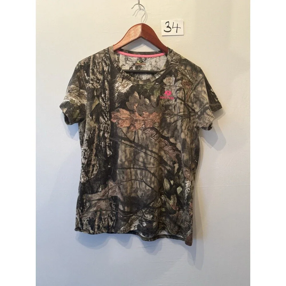 Mossy Oak Break-Up Country Camo T-Shirt Women’s XL Pink Logo Hunting Tee